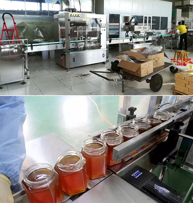 江蘇全自動蜂蜜灌裝機生產(chǎn)線設(shè)備及灌裝細節(jié)實拍
